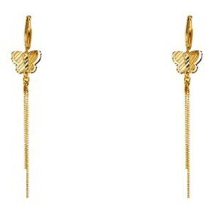 14K Yellow Gold Butterfly Hanging Earrings